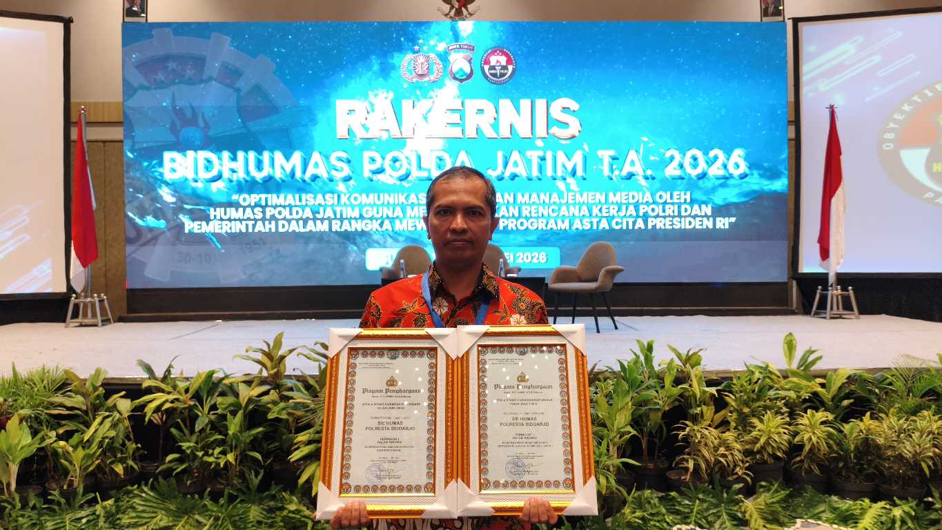 Humas Polresta Sidoarjo Jadi Role Model, Sabet Penghargaan di Rakernis Polda Jatim