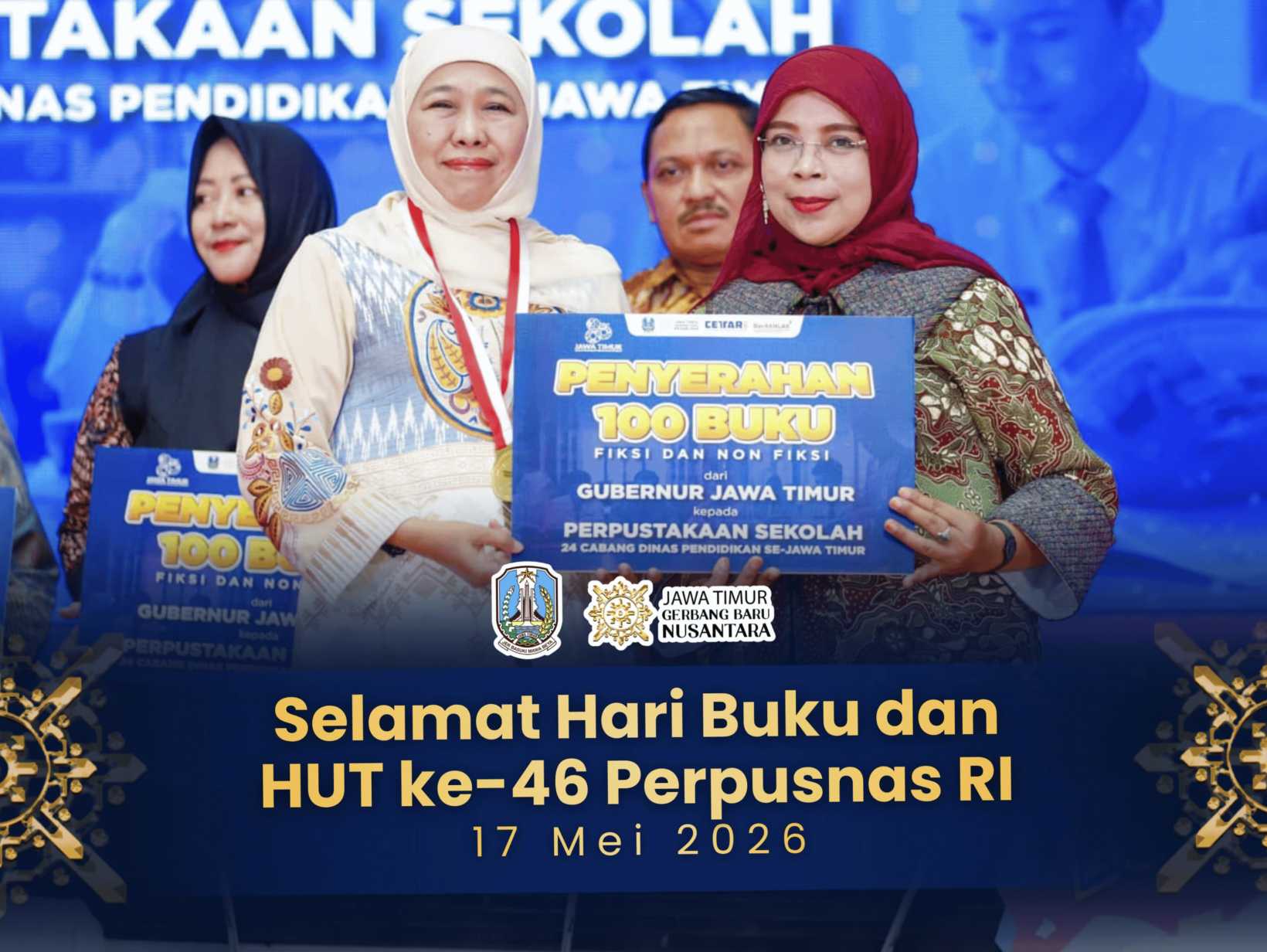 Hari Buku Nasional 2026, Gubernur Khofifah Ajak Warga Jatim Jatuh Cinta Pada Buku