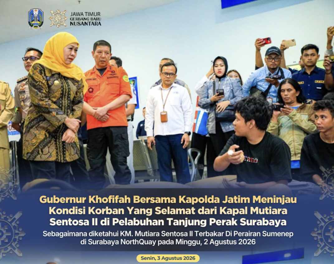 Gubernur Khofifah dan Kapolda Jatim Tinjau Posko Penanganan Korban Kebakaran KMP Mutiara Sentosa II