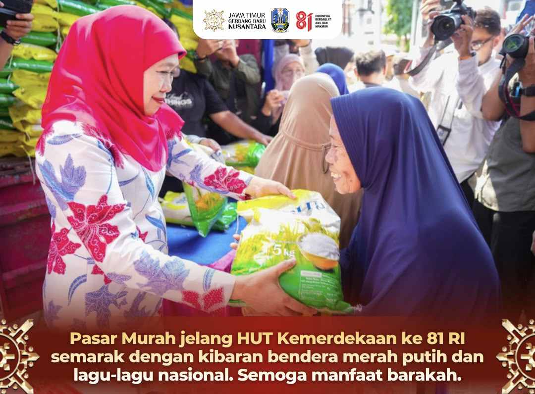 Gubernur Khofifah Gelar Pasar Murah di Dua Kampung Surabaya, Hadirkan Pangan Terjangkau dan Semarakkan Kemerdekaan