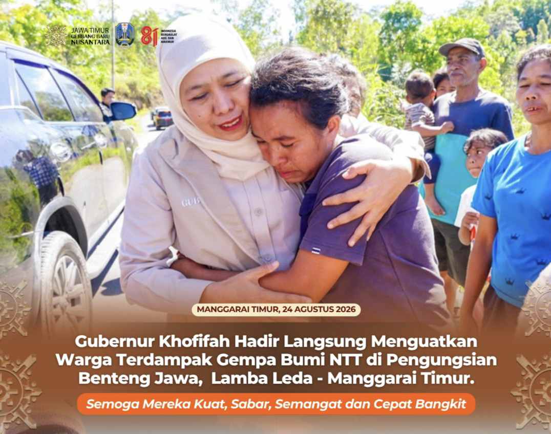 Gubernur Khofifah Kuatkan Warga Terdampak Gempa Bumi NTT di Pengungsian Benteng Jawa