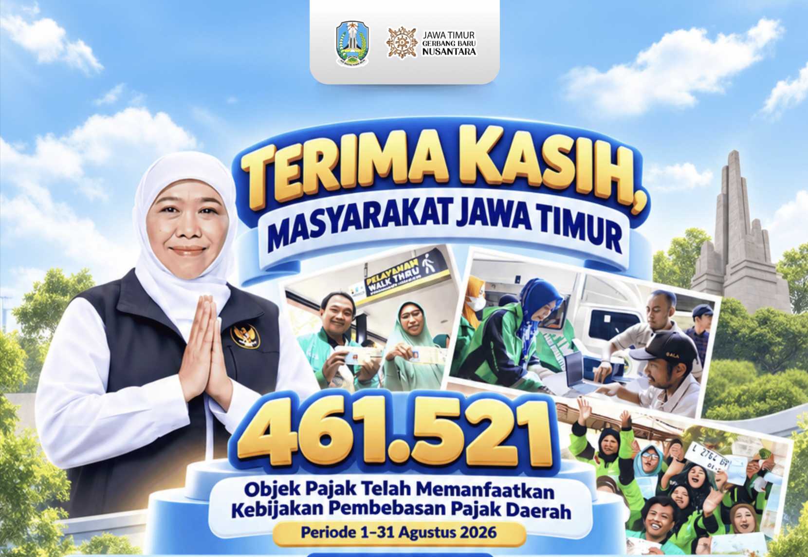 Ringankan Beban Masyarakat, Pemprov Jatim Bebaskan Pajak Hampir Rp1 Miliar Selama Periode Agustus