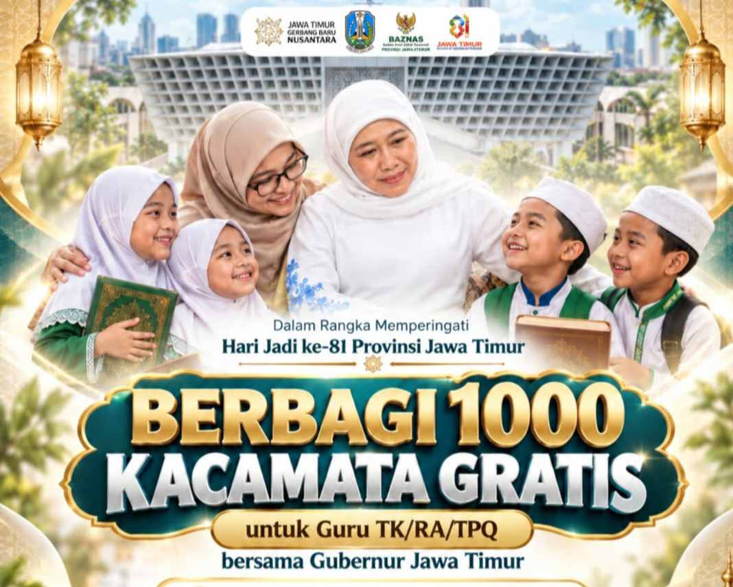 Peduli Kesehatan Mata Pahlawan Tanpa Tanda Jasa, Gubernur Khofifah dan BAZNAS Gelar Periksa Mata Gratis