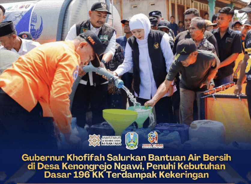 ​Atasi Kekeringan Panjang di Ngawi, Gubernur Khofifah Salurkan Air Bersih Hingga Siapkan Solusi Jangka Panjang